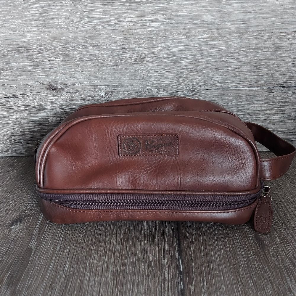 Penguin By Munsingwear Men's Toiletry Travel Bag Pouch Brown